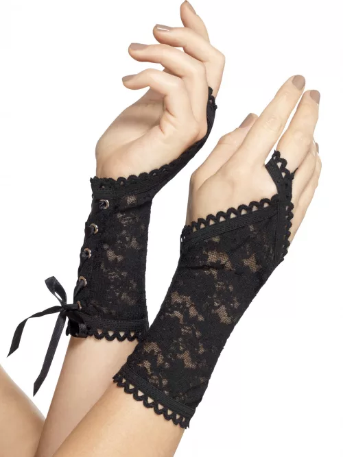 Photo du produit Gants courts à dentelle noire adulte
