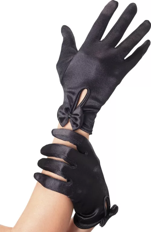 Photo du produit Gants courts noirs avec noeud femme