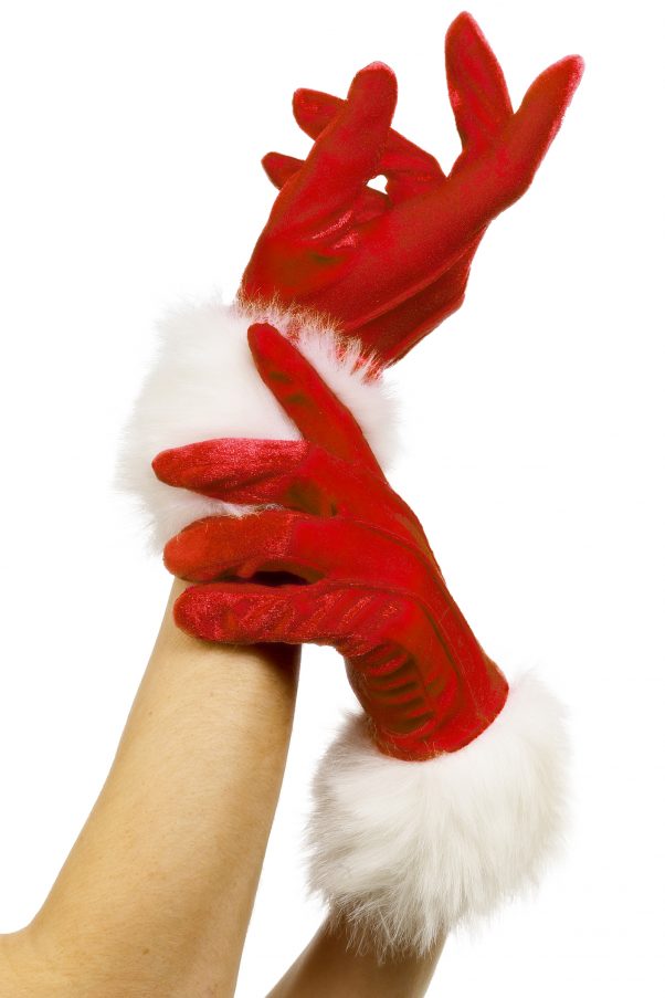 Photo du produit Gants rouge avec fourrure blanche mère Noël femme
