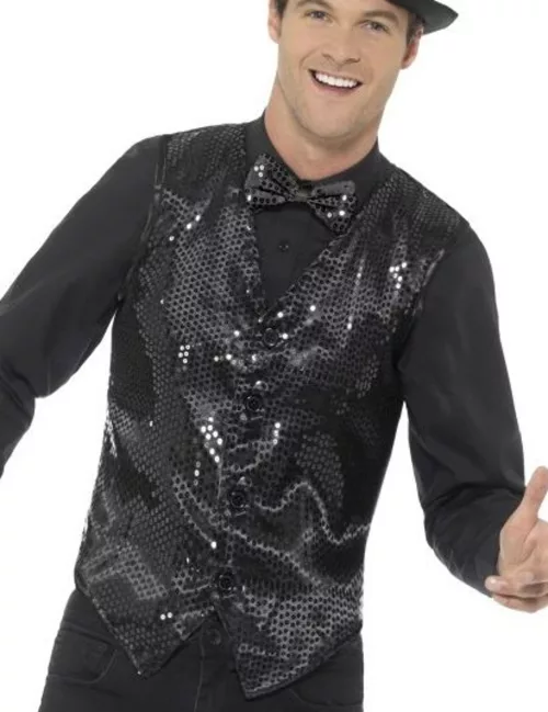 Photo du produit Gilet noir à sequins adulte