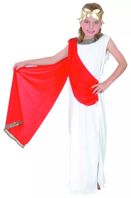 Photo du produit Déguisement déesse romaine à drapé rouge fille