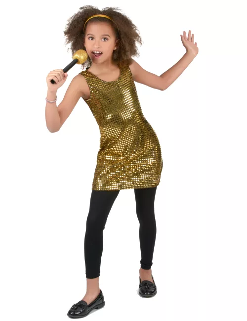 Photo du produit Déguisement disco paillettes or fille