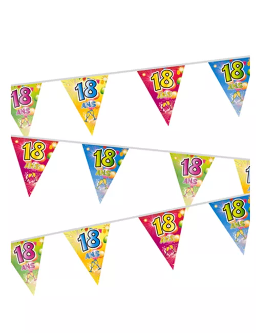Photo du produit Guirlande 20 fanions plastifiés 18 ans Fiesta 7 m