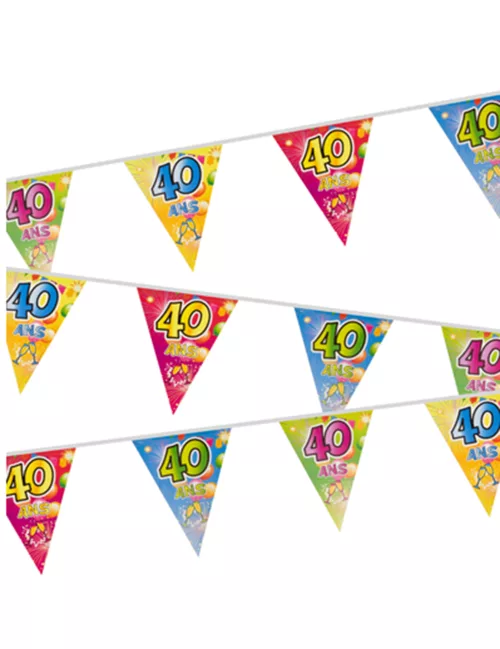Photo du produit Guirlande 20 fanions plastifiés 40 ans Fiesta 7 m