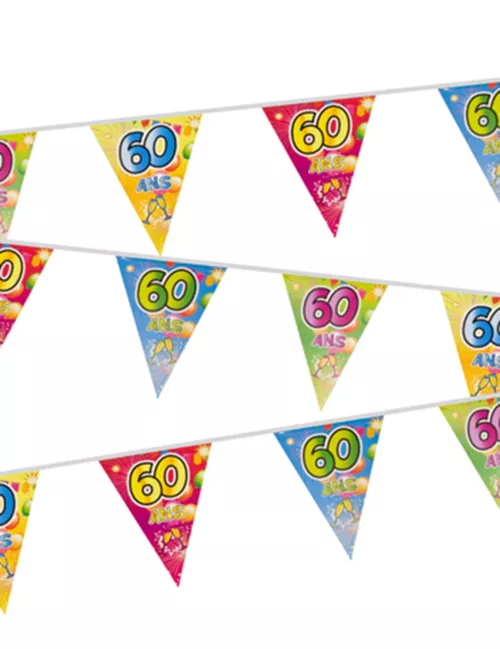 Photo du produit Guirlande 20 fanions plastifiés 60 ans Fiesta 7 m