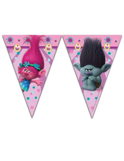 Photo du produit Guirlande 9 fanions Trolls 2.3 mètres
