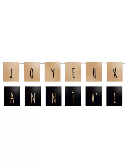 Photo du produit Guirlande Joyeux Anniv noir et or 1,20 m