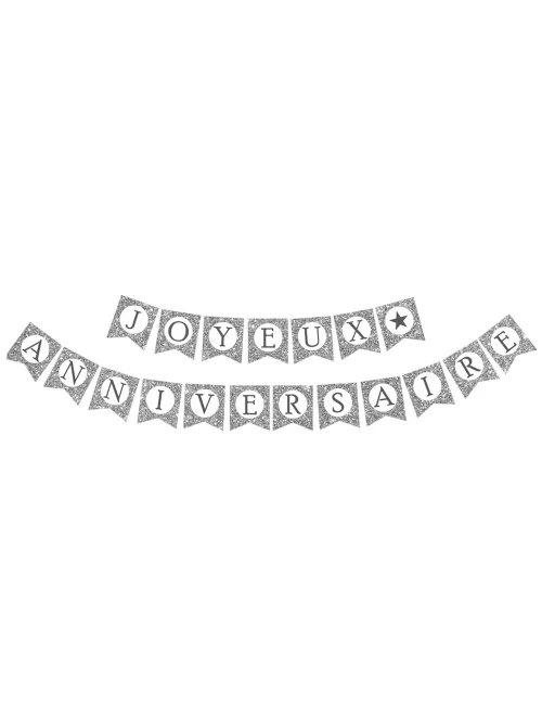 Photo du produit Guirlande Joyeux Anniversaire argent pailletée