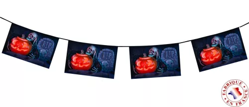 Photo du produit Guirlande papier ignifugé RIP squelette Halloween 4 mètres