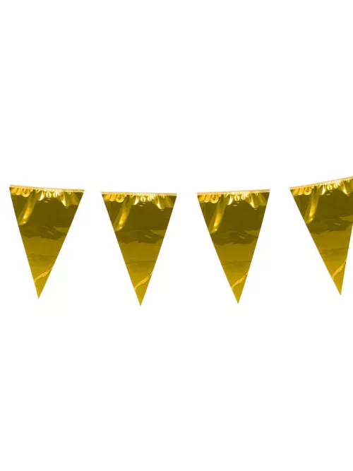 Photo du produit Guirlandes à fanions géants dorés 10 m