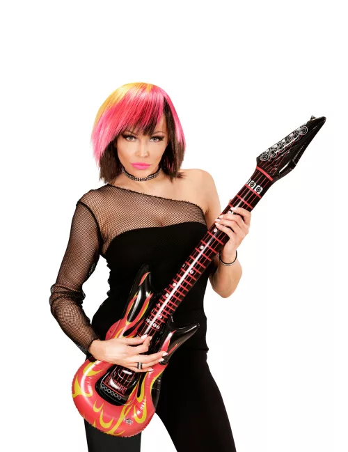 Photo du produit Guitare rock en flammes gonflable 105 cm
