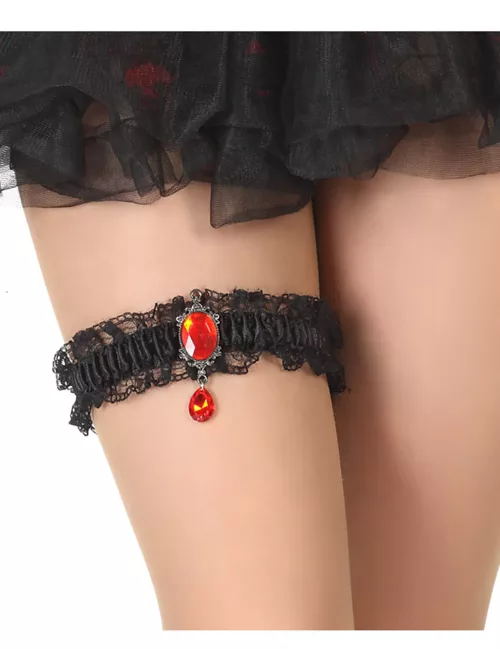Photo du produit Jarretière noire rubis femme Halloween