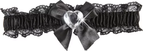 Photo du produit Jarretière sexy dentelle noire coeur argent femme