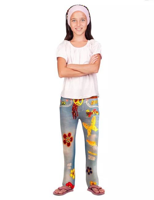 Photo du produit Jean legging flower power enfant