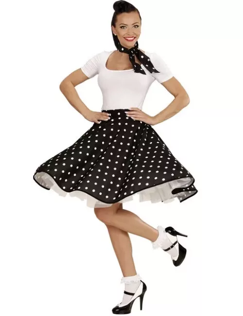 Photo du produit Jupe et foulard noirs à pois années 50 femme