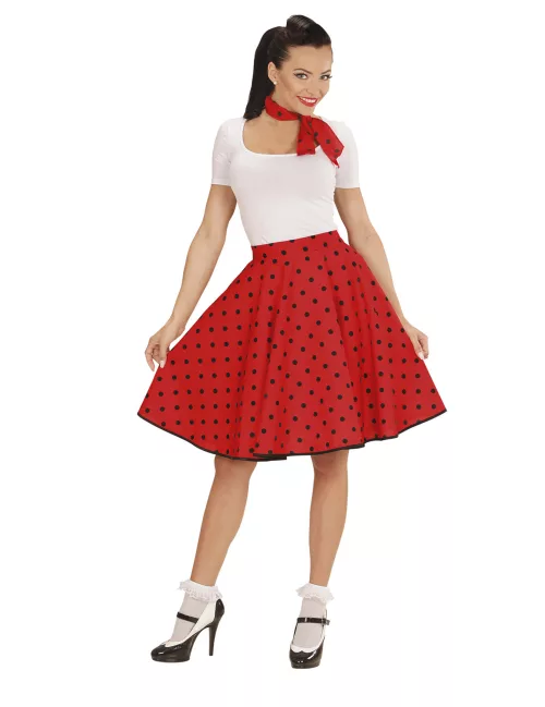 Photo du produit Jupe et foulard rouge à pois années 50 femme