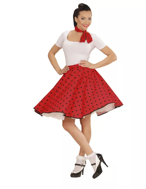 Photo du produit Jupe et foulard rouge à pois années 50 femme