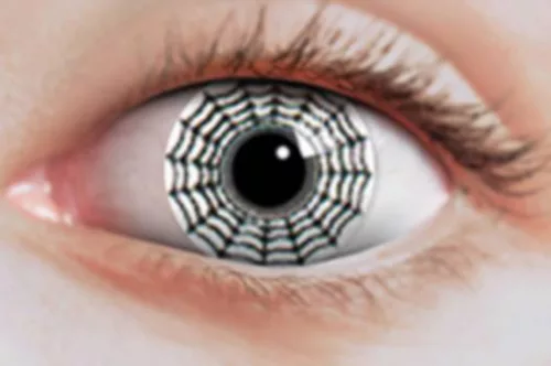 Photo du produit Lentilles fantaisie toile d'araignée noire et blanche adulte Halloween