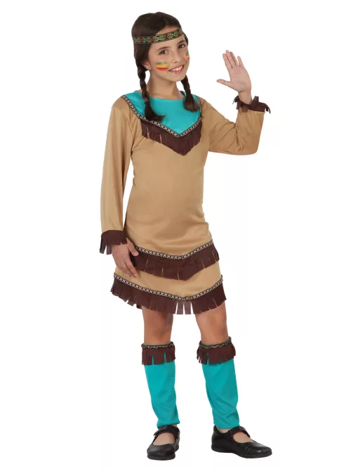 Photo du produit Déguisement Squaw du Far West beige et bleu fille