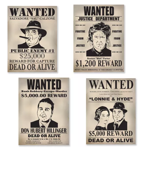 Photo du produit 4 Affiches en carton wanted 39 cm