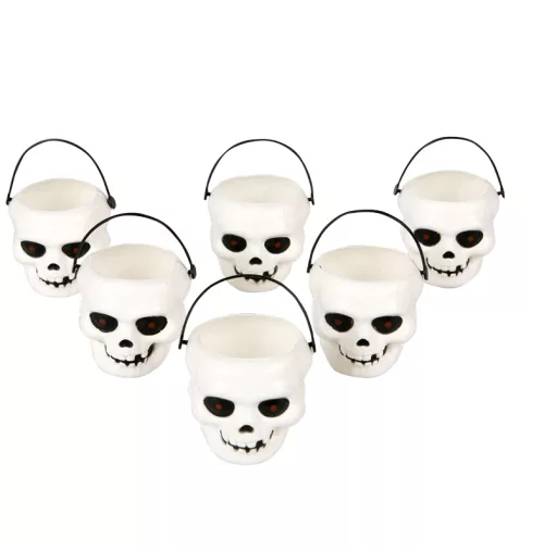Photo du produit 6 Mini seaux tête de mort Halloween