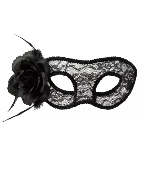 Photo du produit Loup dentelle noir avec rose femme