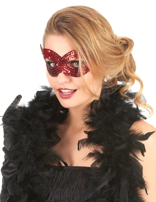 Photo du produit Loup vénitien avec sequins rouge adulte