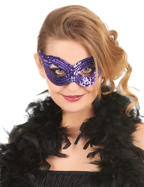 Photo du produit Loup vénitien avec sequins violet adulte