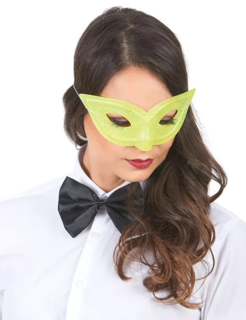 Photo du produit Loup vénitien pailleté jaune adulte
