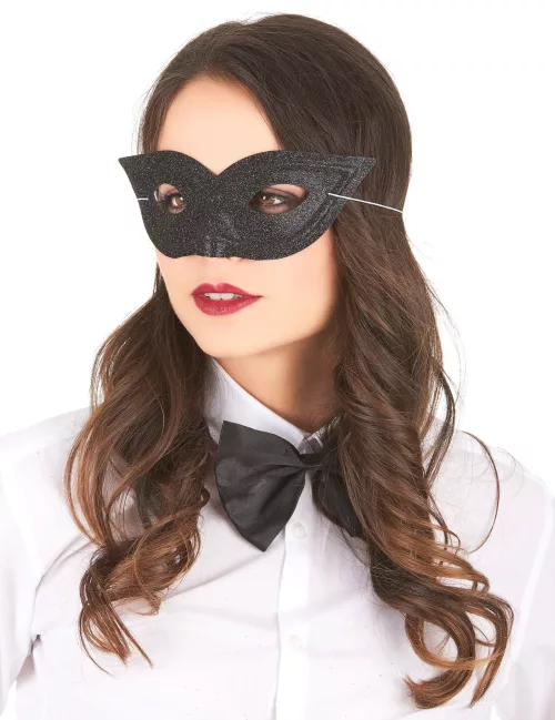 Photo du produit Loup vénitien pailleté noir adulte