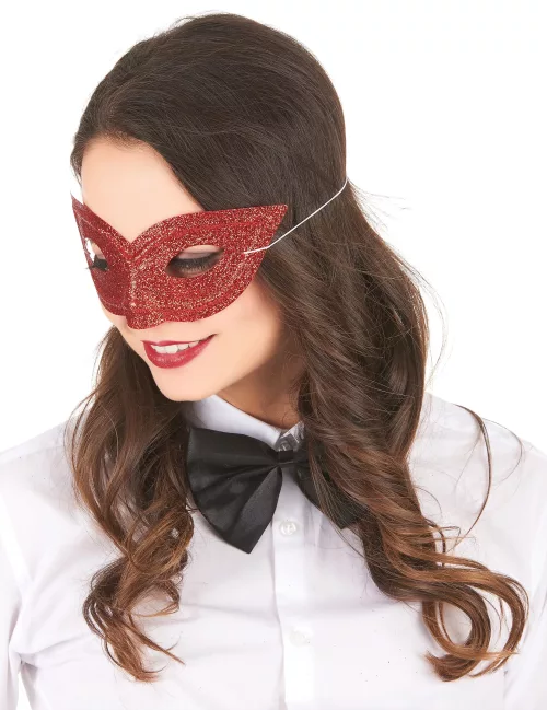 Photo du produit Loup vénitien pailleté rouge adulte