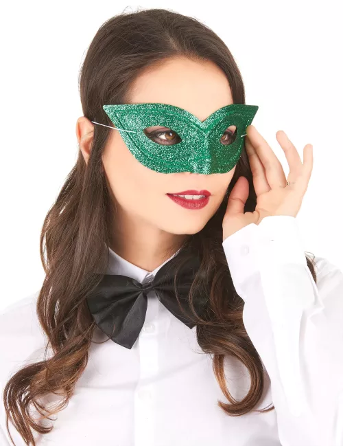 Photo du produit Loup vénitien pailleté vert adulte