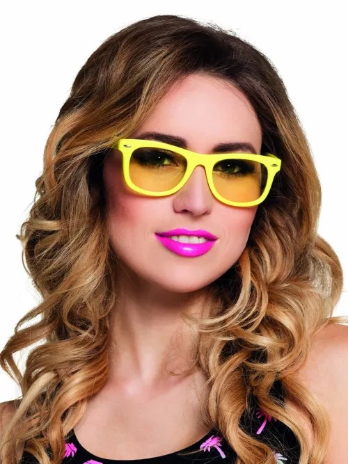 Photo du produit Lunettes jaune fluo 80's adulte