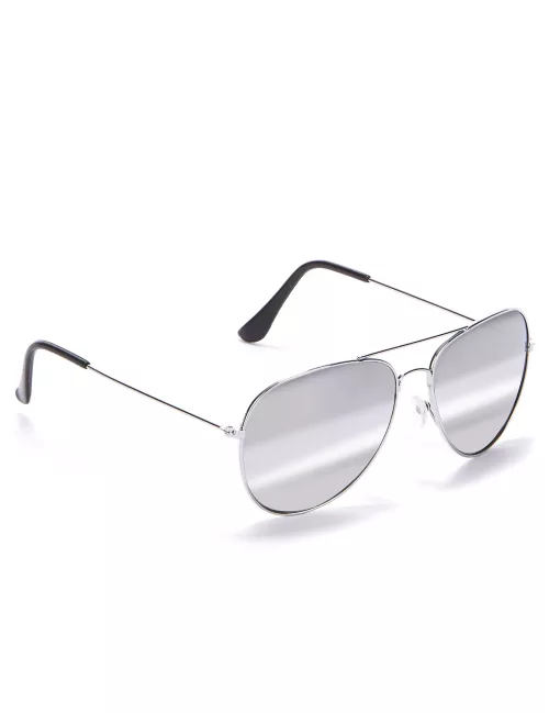 Photo du produit Lunettes noires d'aviateur contour argent adulte