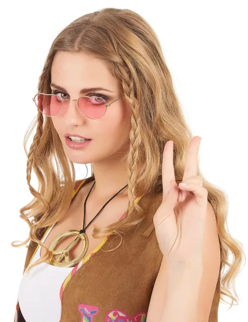 Photo du produit Lunettes roses coeur monture métal adulte