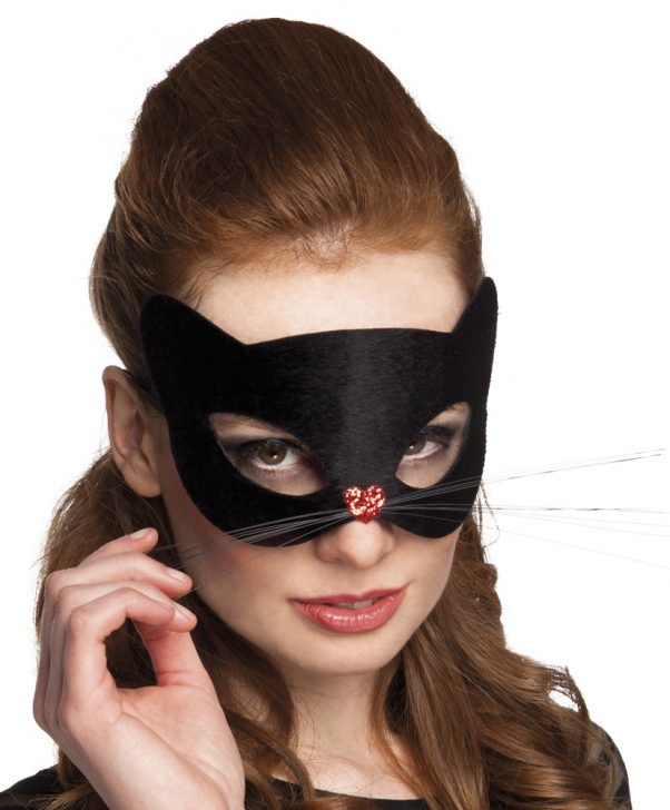 Photo du produit Masque chat noir avec nez coeur femme