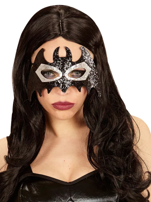 Photo du produit Masque chauve souris brillant noir et gris adulte