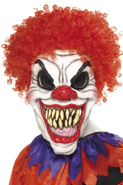 Photo du produit Masque clown cheveux rouges terrifiant adulte Halloween