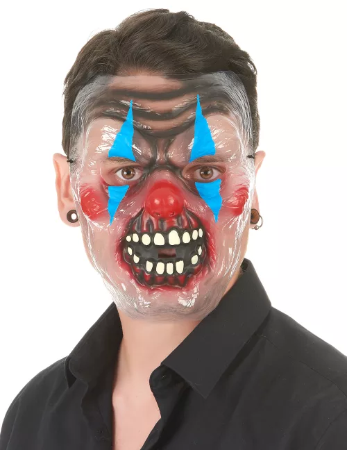 Photo du produit Masque transparent clown effrayant bicolore adulte
