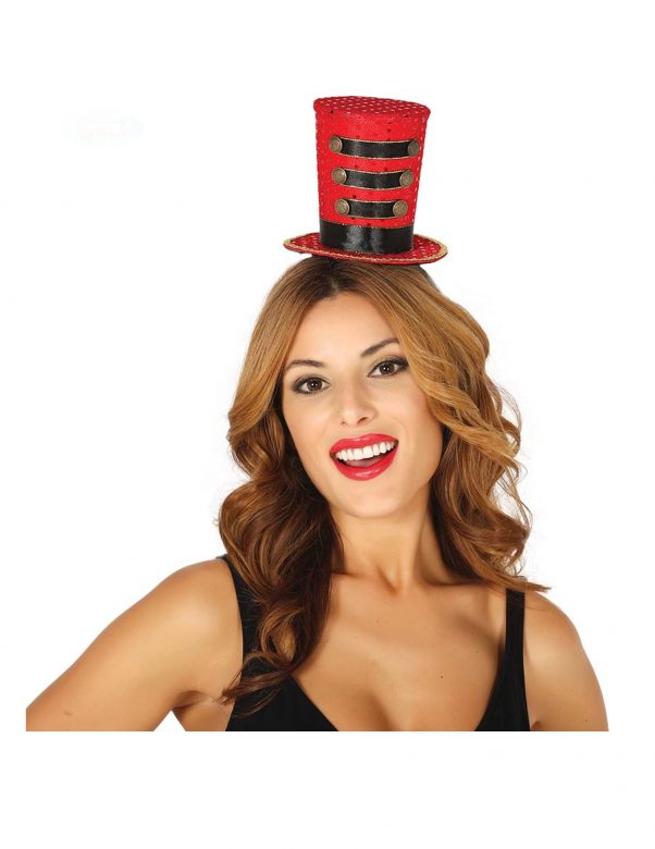 Photo du produit Mini chapeau haut de forme majorette rouge femme