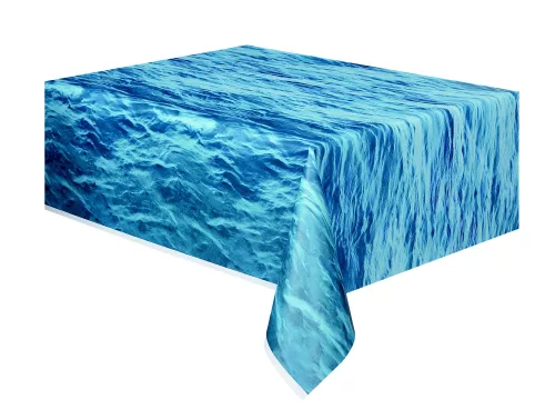 Photo du produit Nappe bleue en plastique vagues de l'océan 137 x 274 cm