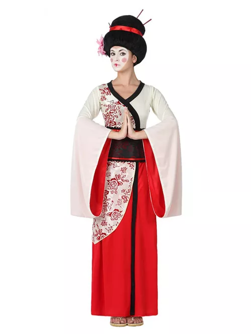 Photo du produit Déguisement geisha rouge et blanc femme