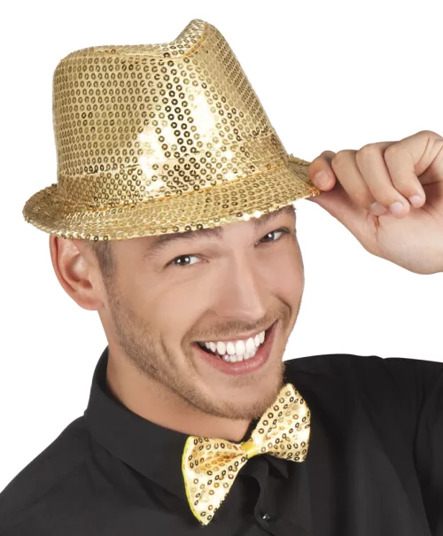 Photo du produit Noeud papillon doré avec sequins adulte