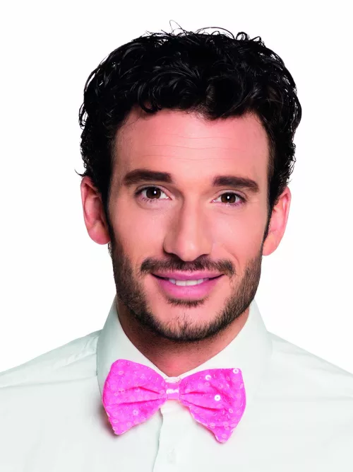 Photo du produit Noeud papillon rose avec sequins adulte