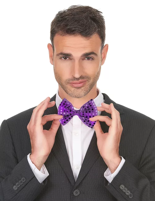 Photo du produit Noeud papillon violet avec sequins adulte