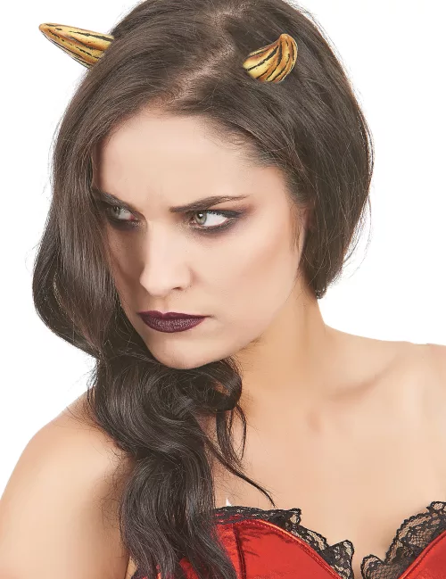Photo du produit Paire de cornes de diable en latex adulte luxe