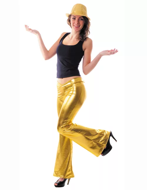 Photo du produit Pantalon disco holographique or femme