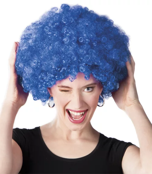 Photo du produit Perruque afro disco bleue volume adulte
