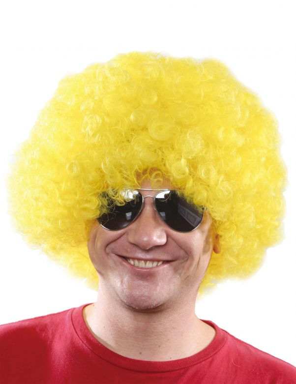 Photo du produit Perruque afro disco jaune confort adulte