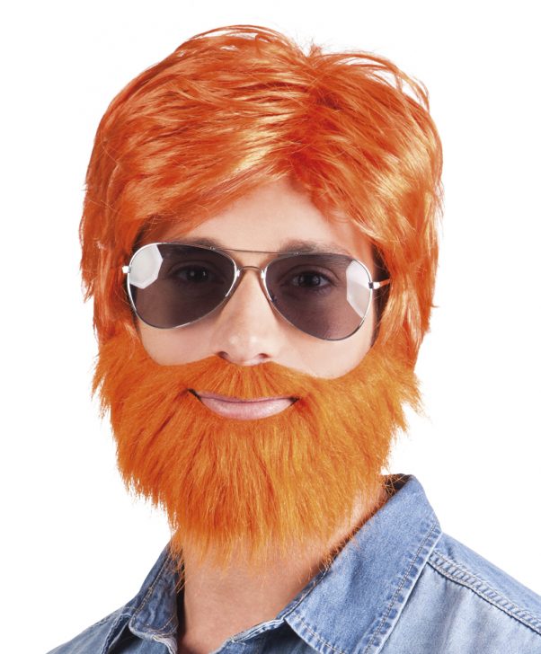 Photo du produit Perruque avec barbe et moustache rousse homme